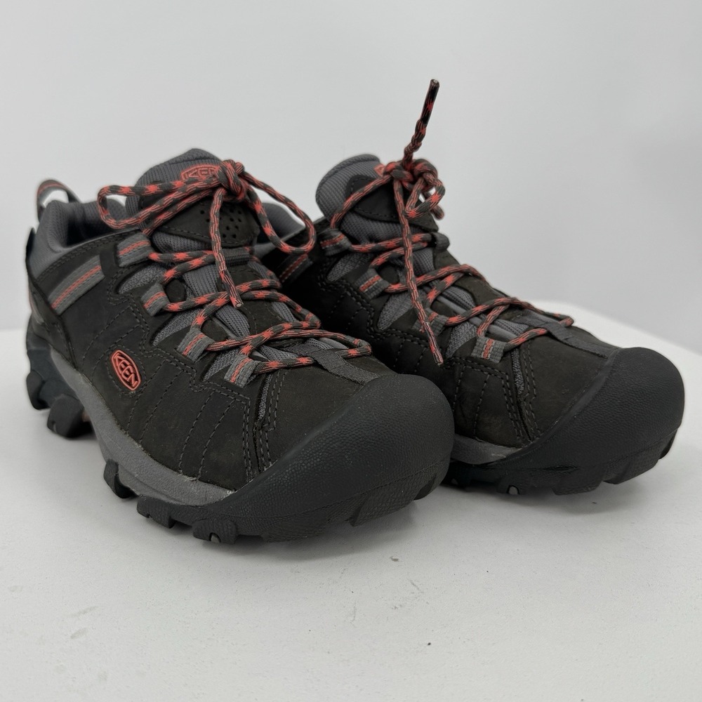KEEN Targhee II Low Leather Waterproof Hiking Boots Size 8 Women's Magnet/Coral